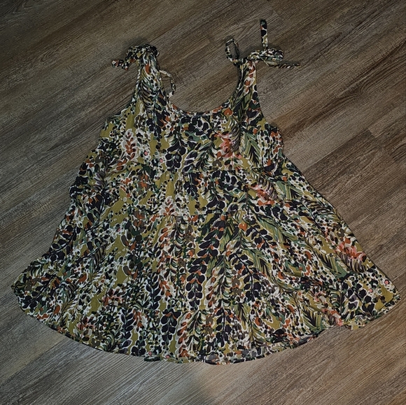 Jodifl Rayon Floral Sleeveless Tiered Print Dress Babydoll Size Large - Picture 9 of 14